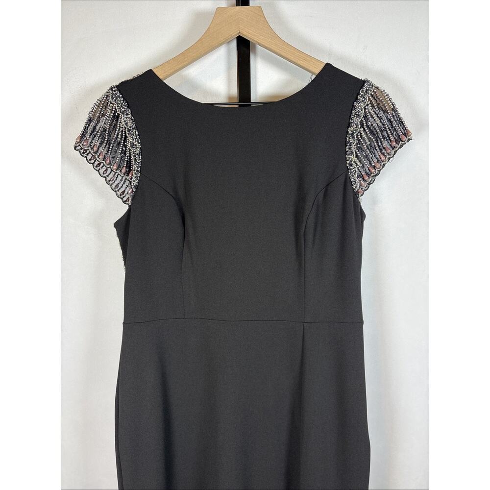 Aidan Mattox Beaded Maxi Dress Size 8 Black Backless Formal Evening Wear Wedding - Picture 3 of 16